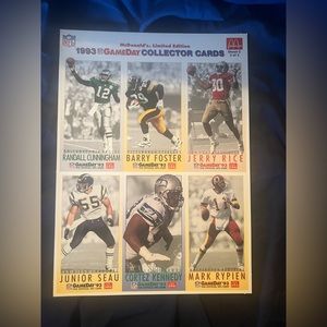 1993 McDonalds NFL GameDay Collector Cards uncut sheet